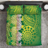 Cook Islands Tiare Maori With Conch Shell Bedding Set Pasifika Fest Polynesian Tattoo Green LT14 Green - Polynesian Pride