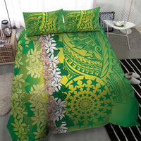 Cook Islands Tiare Maori With Conch Shell Bedding Set Pasifika Fest Polynesian Tattoo Green LT14 - Polynesian Pride