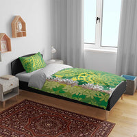 Cook Islands Tiare Maori With Conch Shell Bedding Set Pasifika Fest Polynesian Tattoo Green LT14 - Polynesian Pride