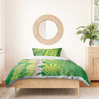 Cook Islands Tiare Maori With Conch Shell Bedding Set Pasifika Fest Polynesian Tattoo Green LT14 - Polynesian Pride