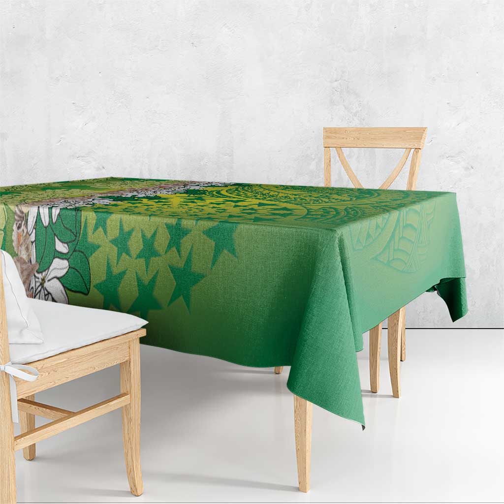 Cook Islands Tiare Maori With Conch Shell Tablecloth Pasifika Fest Polynesian Tattoo Green LT14 - Polynesian Pride