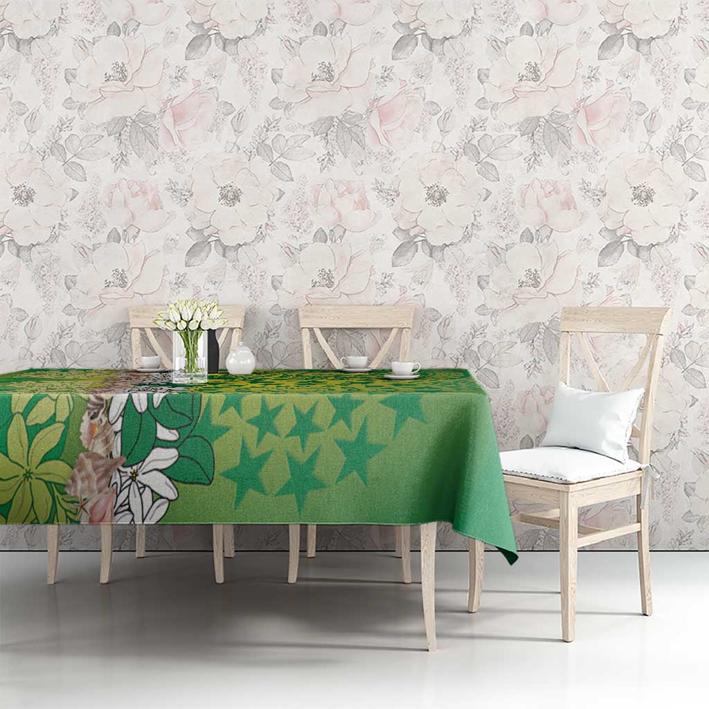 Cook Islands Tiare Maori With Conch Shell Tablecloth Pasifika Fest Polynesian Tattoo Green LT14 - Polynesian Pride