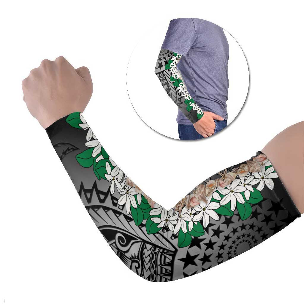 Cook Islands Tiare Maori With Conch Shell Arm Sleeves Pasifika Fest Polynesian Tattoo Black LT14 Set of 2 Black - Polynesian Pride