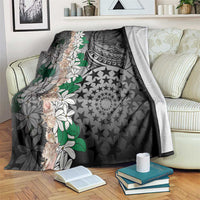 Cook Islands Tiare Maori With Conch Shell Blanket Pasifika Fest Polynesian Tattoo Black LT14 Black - Polynesian Pride