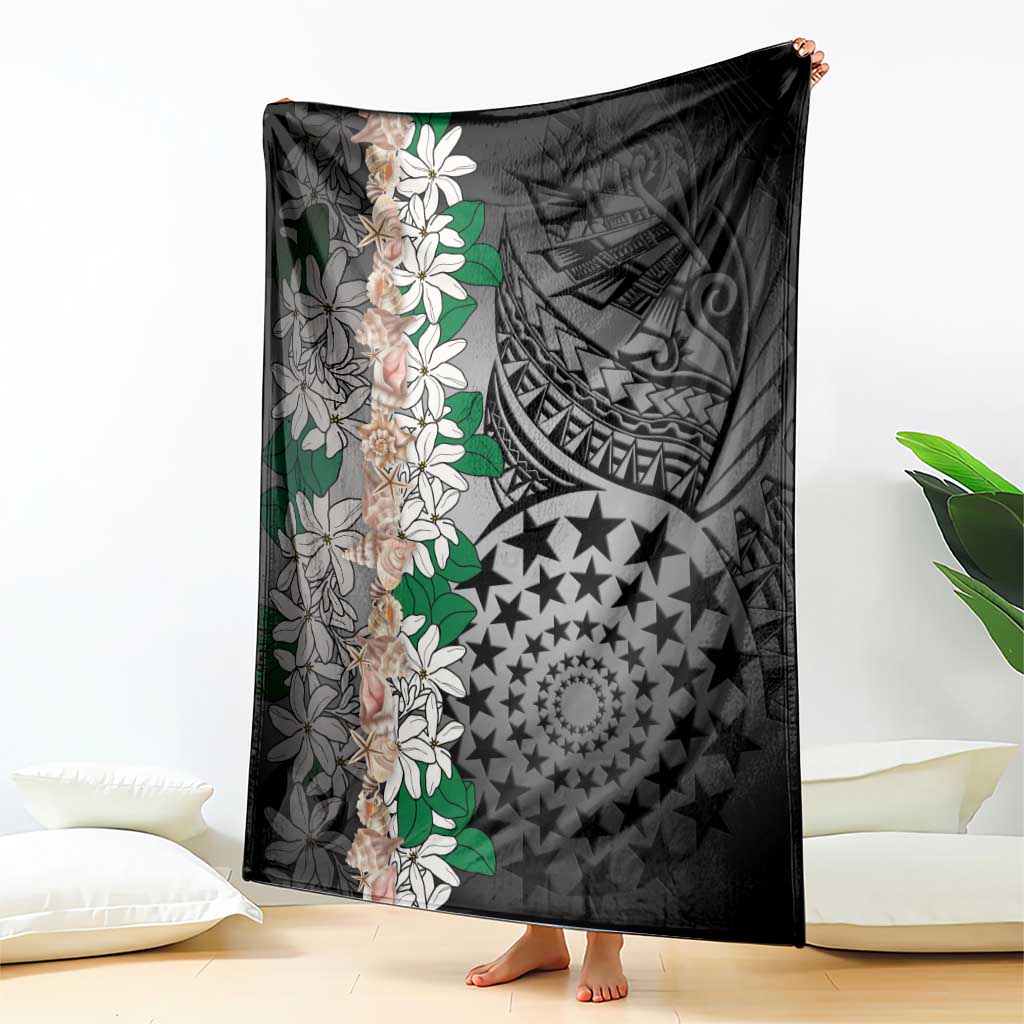 Cook Islands Tiare Maori With Conch Shell Blanket Pasifika Fest Polynesian Tattoo Black LT14 - Polynesian Pride