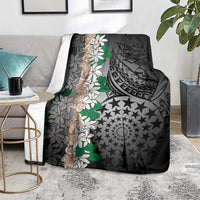 Cook Islands Tiare Maori With Conch Shell Blanket Pasifika Fest Polynesian Tattoo Black LT14 - Polynesian Pride