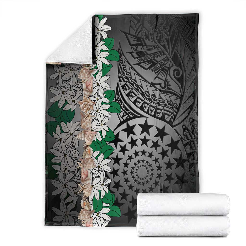Cook Islands Tiare Maori With Conch Shell Blanket Pasifika Fest Polynesian Tattoo Black LT14 - Polynesian Pride