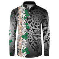 Cook Islands Tiare Maori With Conch Shell Button Sweatshirt Pasifika Fest Polynesian Tattoo Black LT14 Black - Polynesian Pride