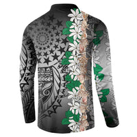 Cook Islands Tiare Maori With Conch Shell Button Sweatshirt Pasifika Fest Polynesian Tattoo Black LT14 - Polynesian Pride