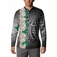 Cook Islands Tiare Maori With Conch Shell Button Sweatshirt Pasifika Fest Polynesian Tattoo Black LT14 - Polynesian Pride