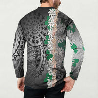 Cook Islands Tiare Maori With Conch Shell Button Sweatshirt Pasifika Fest Polynesian Tattoo Black LT14 - Polynesian Pride