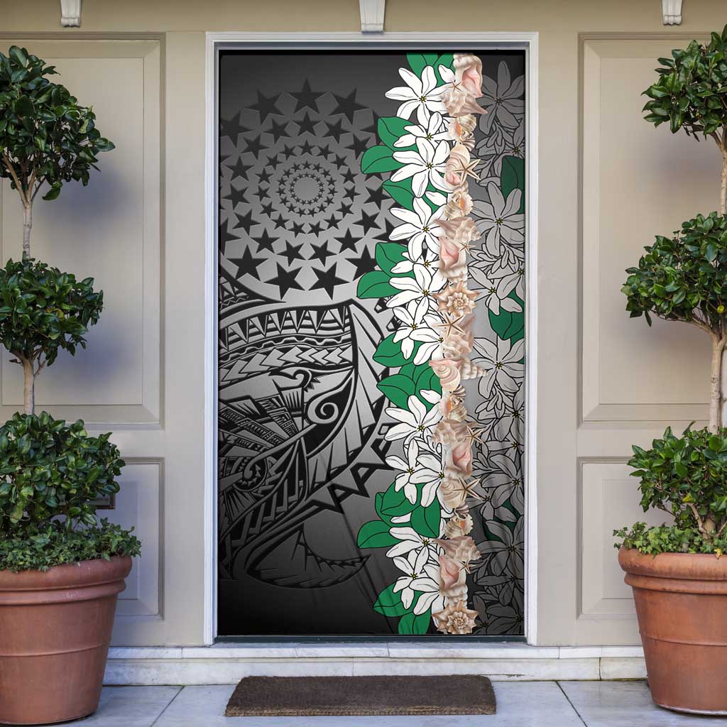 Cook Islands Tiare Maori With Conch Shell Door Cover Pasifika Fest Polynesian Tattoo Black LT14 Black - Polynesian Pride