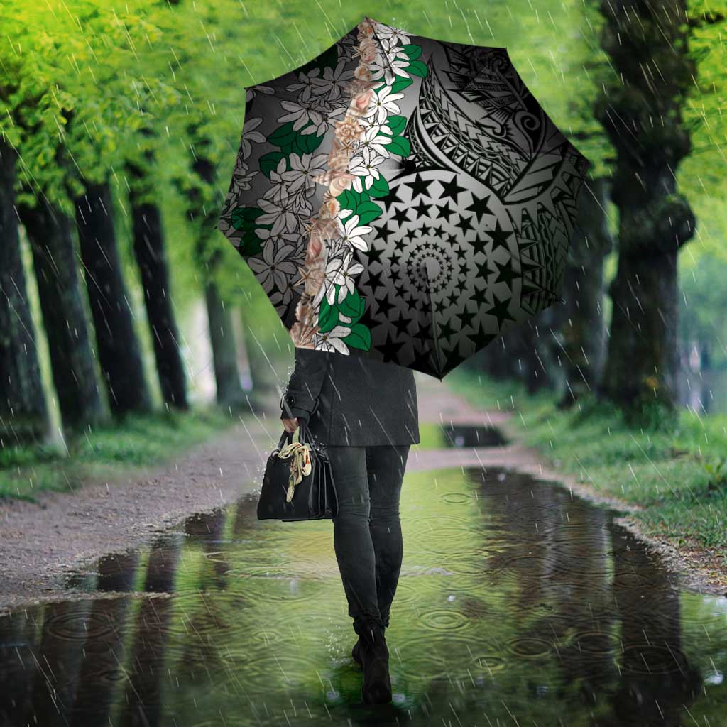 Cook Islands Tiare Maori With Conch Shell Umbrella Pasifika Fest Polynesian Tattoo Black LT14 - Polynesian Pride
