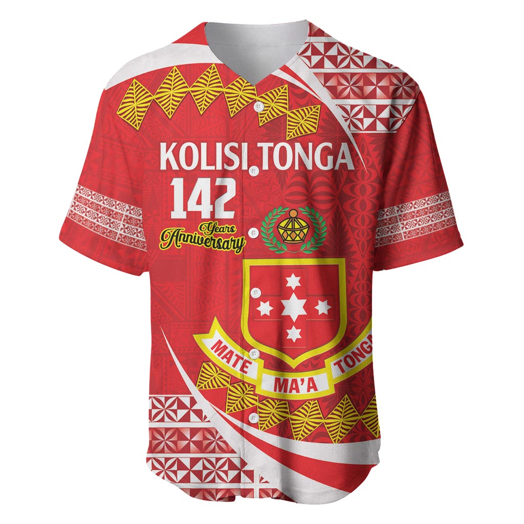 Personalised Kolisi Tonga College Atele Baseball Jersey Mate Maa Tonga 142 Years Anniversary LT14 Red - Polynesian Pride