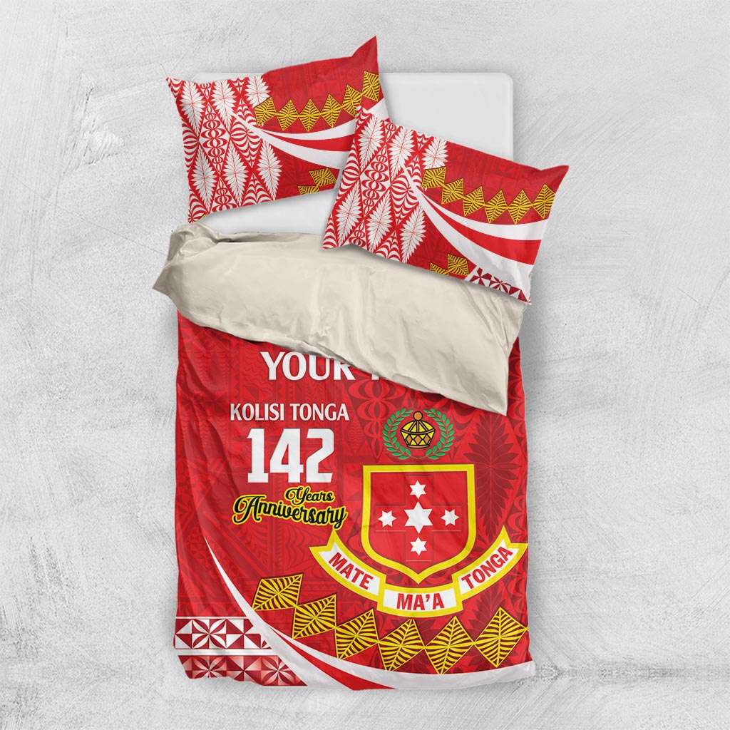 Personalised Kolisi Tonga College Atele Bedding Set Mate Maa Tonga 142 Years Anniversary LT14 US Twin 172cm x 218cm Red - Polynesian Pride