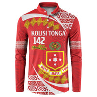 Personalised Kolisi Tonga College Atele Button Sweatshirt Mate Maa Tonga 142 Years Anniversary LT14 Red - Polynesian Pride
