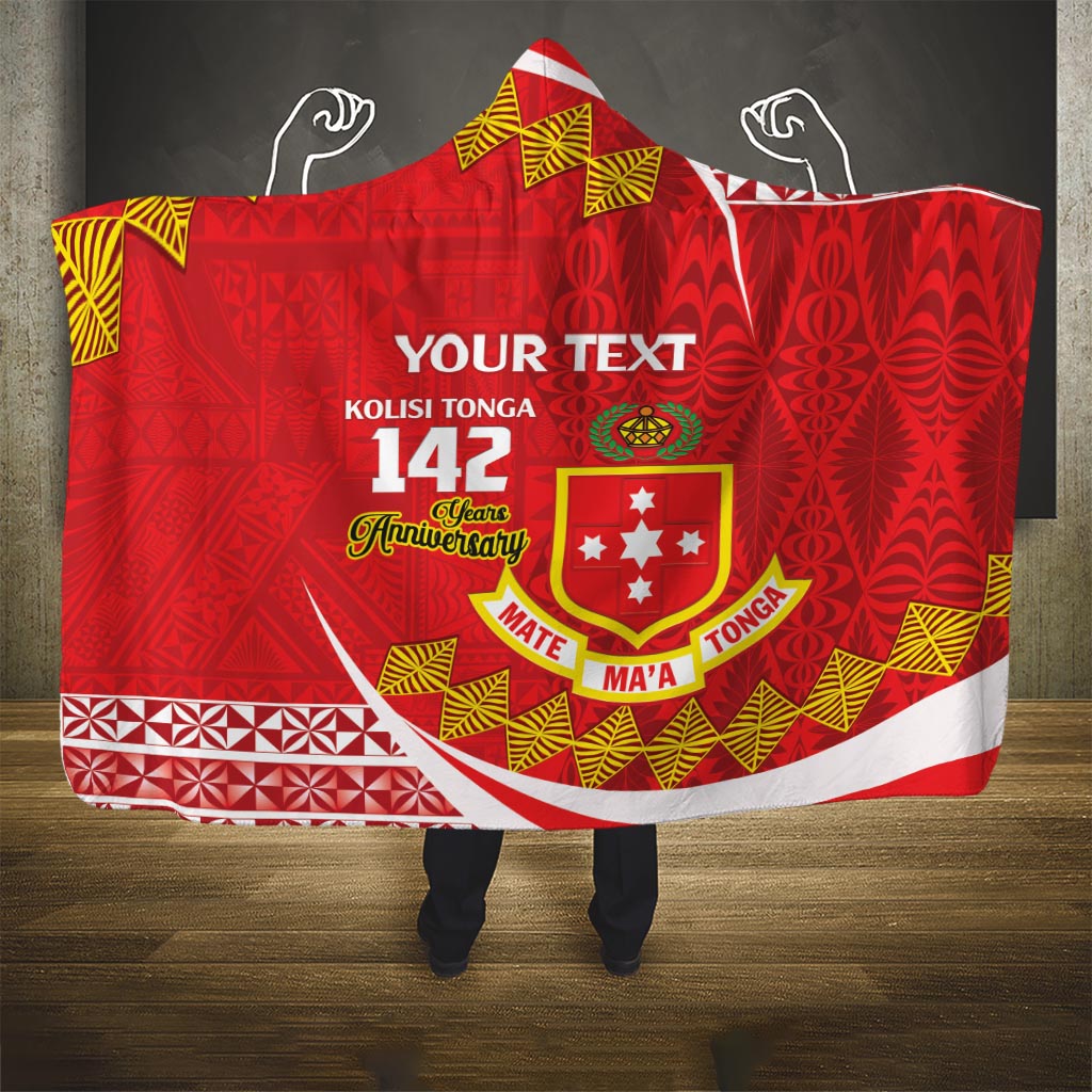 Personalised Kolisi Tonga College Atele Hooded Blanket Mate Maa Tonga 142 Years Anniversary LT14 One Size Red - Polynesian Pride