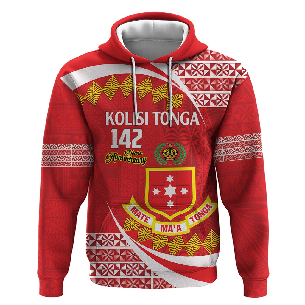 Personalised Kolisi Tonga College Atele Hoodie Mate Maa Tonga 142 Years Anniversary LT14 Pullover Hoodie Red - Polynesian Pride