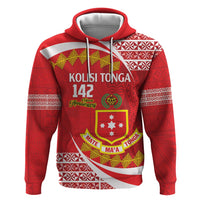 Personalised Kolisi Tonga College Atele Hoodie Mate Maa Tonga 142 Years Anniversary LT14 Pullover Hoodie Red - Polynesian Pride