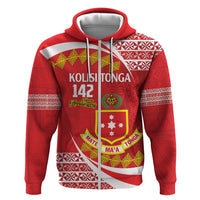 Personalised Kolisi Tonga College Atele Hoodie Mate Maa Tonga 142 Years Anniversary LT14 Zip Hoodie Red - Polynesian Pride