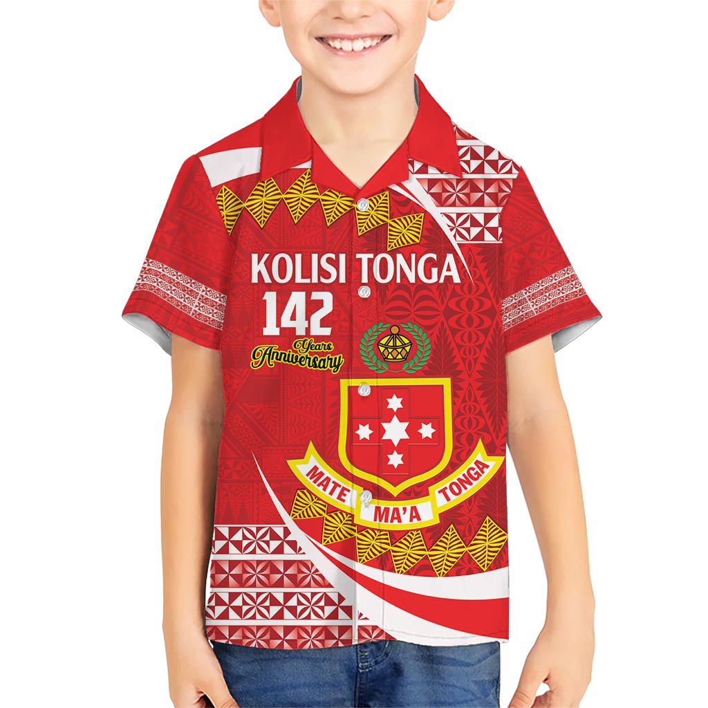 Personalised Kolisi Tonga College Atele Kid Hawaiian Shirt Mate Maa Tonga 142 Years Anniversary LT14 Kid Red - Polynesian Pride