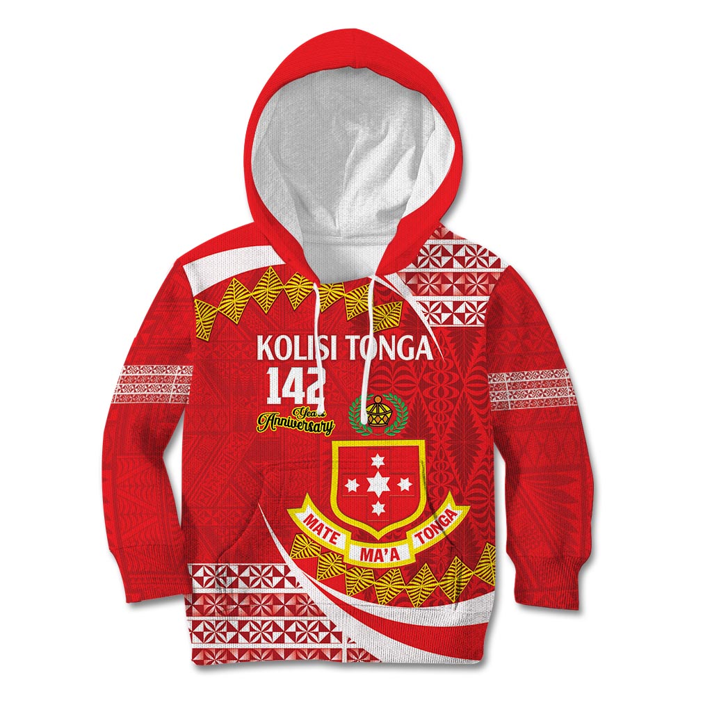 Personalised Kolisi Tonga College Atele Kid Hoodie Mate Maa Tonga 142 Years Anniversary LT14 Hoodie Red - Polynesian Pride