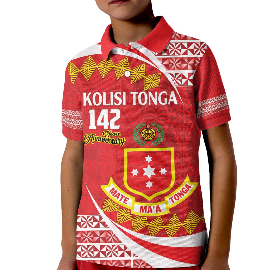 Personalised Kolisi Tonga College Atele Kid Polo Shirt Mate Maa Tonga 142 Years Anniversary LT14 Kid Red - Polynesian Pride