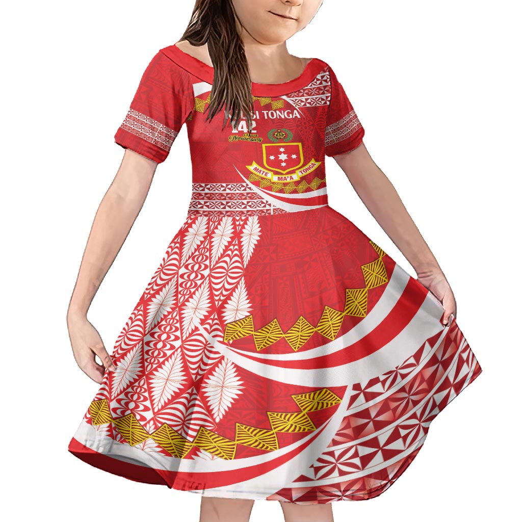 Personalised Kolisi Tonga College Atele Kid Short Sleeve Dress Mate Maa Tonga 142 Years Anniversary LT14 KID Red - Polynesian Pride