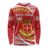 Personalised Kolisi Tonga College Atele Long Sleeve Shirt Mate Maa Tonga 142 Years Anniversary LT14 Unisex Red - Polynesian Pride