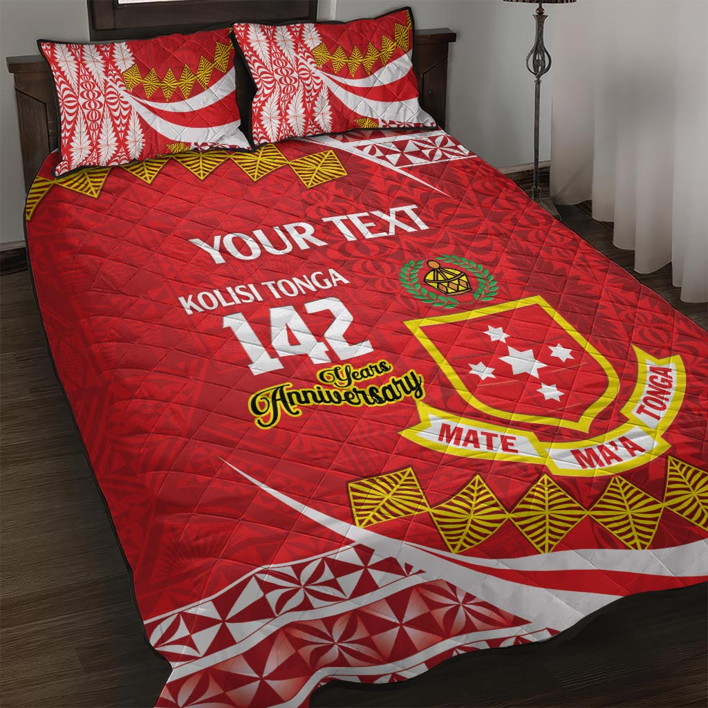 Personalised Kolisi Tonga College Atele Quilt Bed Set Mate Maa Tonga 142 Years Anniversary LT14 Red - Polynesian Pride