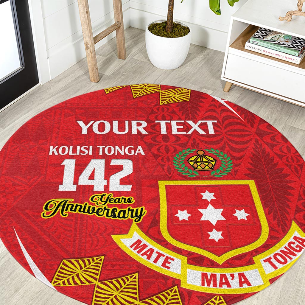 Personalised Kolisi Tonga College Atele Round Carpet Mate Maa Tonga 142 Years Anniversary LT14 Red - Polynesian Pride