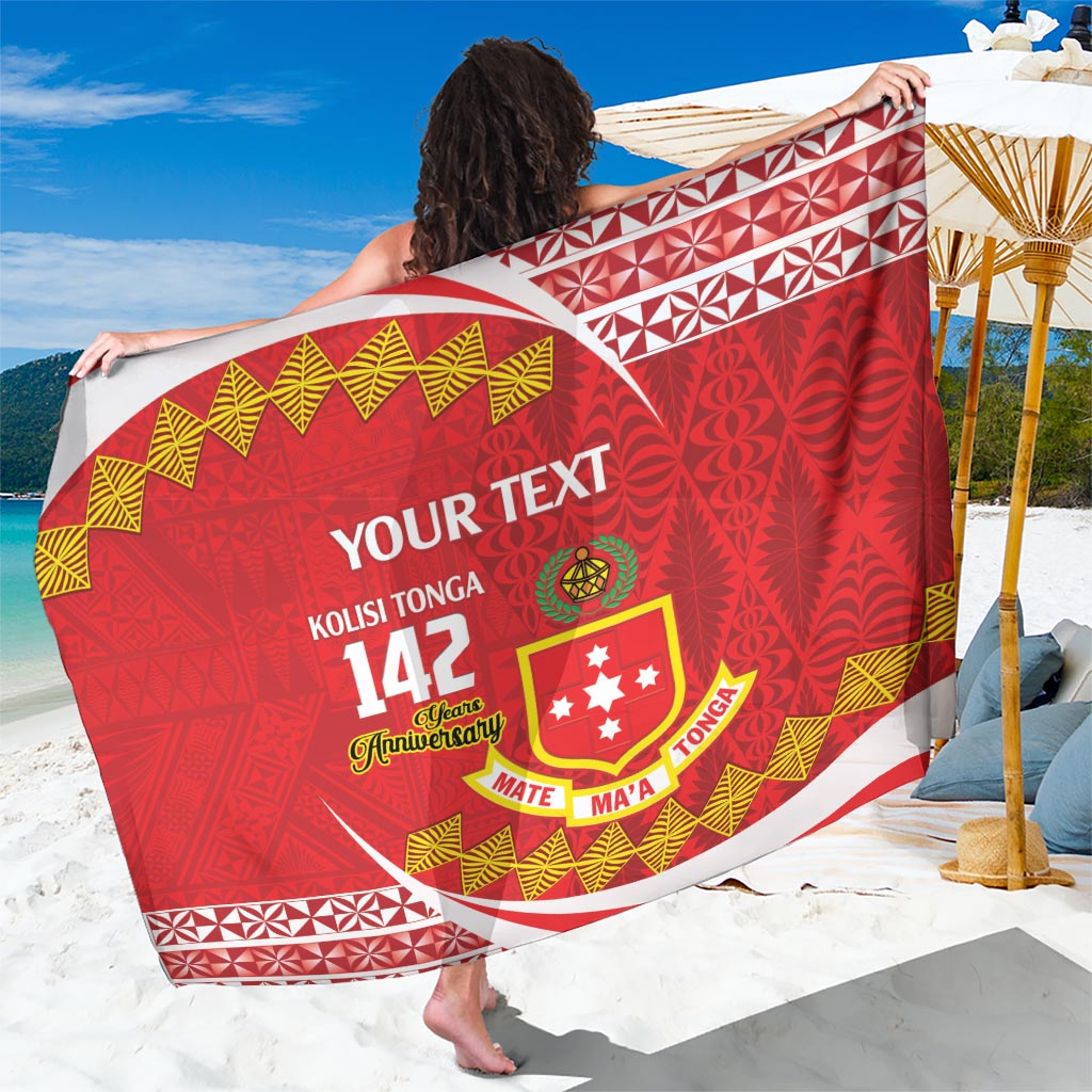 Personalised Kolisi Tonga College Atele Sarong Mate Maa Tonga 142 Years Anniversary LT14 One Size 44 x 66 inches Red - Polynesian Pride