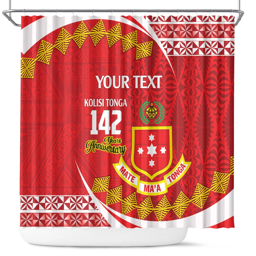 Personalised Kolisi Tonga College Atele Shower Curtain Mate Maa Tonga 142 Years Anniversary LT14 Red - Polynesian Pride