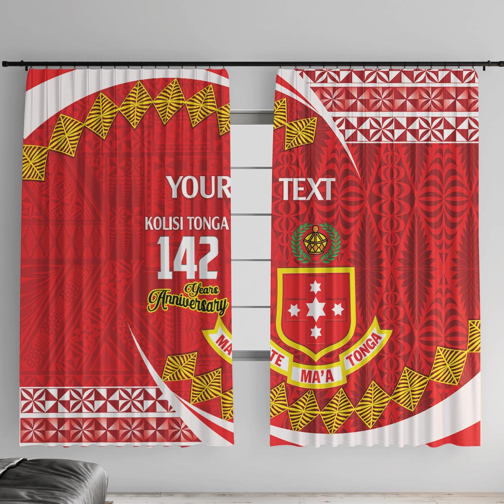 Personalised Kolisi Tonga College Atele Window Curtain Mate Maa Tonga 142 Years Anniversary LT14 With Hooks Red - Polynesian Pride
