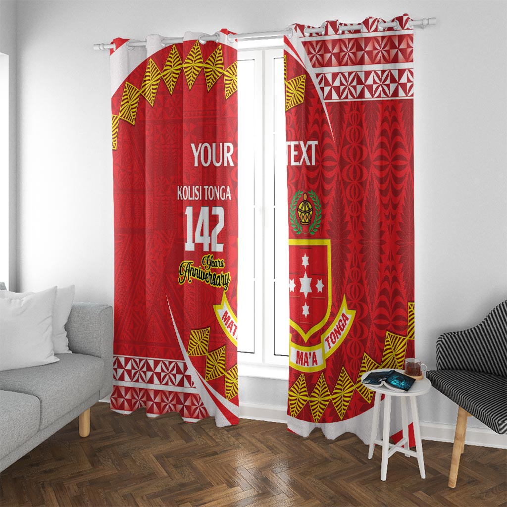 Personalised Kolisi Tonga College Atele Window Curtain Mate Maa Tonga 142 Years Anniversary LT14 With Grommets Red - Polynesian Pride