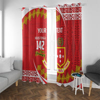 Personalised Kolisi Tonga College Atele Window Curtain Mate Maa Tonga 142 Years Anniversary LT14 With Grommets Red - Polynesian Pride