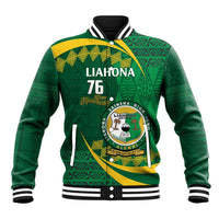 Personalised Tonga Liahona-Saineha High School Baseball Jacket Happy 76 Years Anniversary LT14 Unisex Green - Polynesian Pride