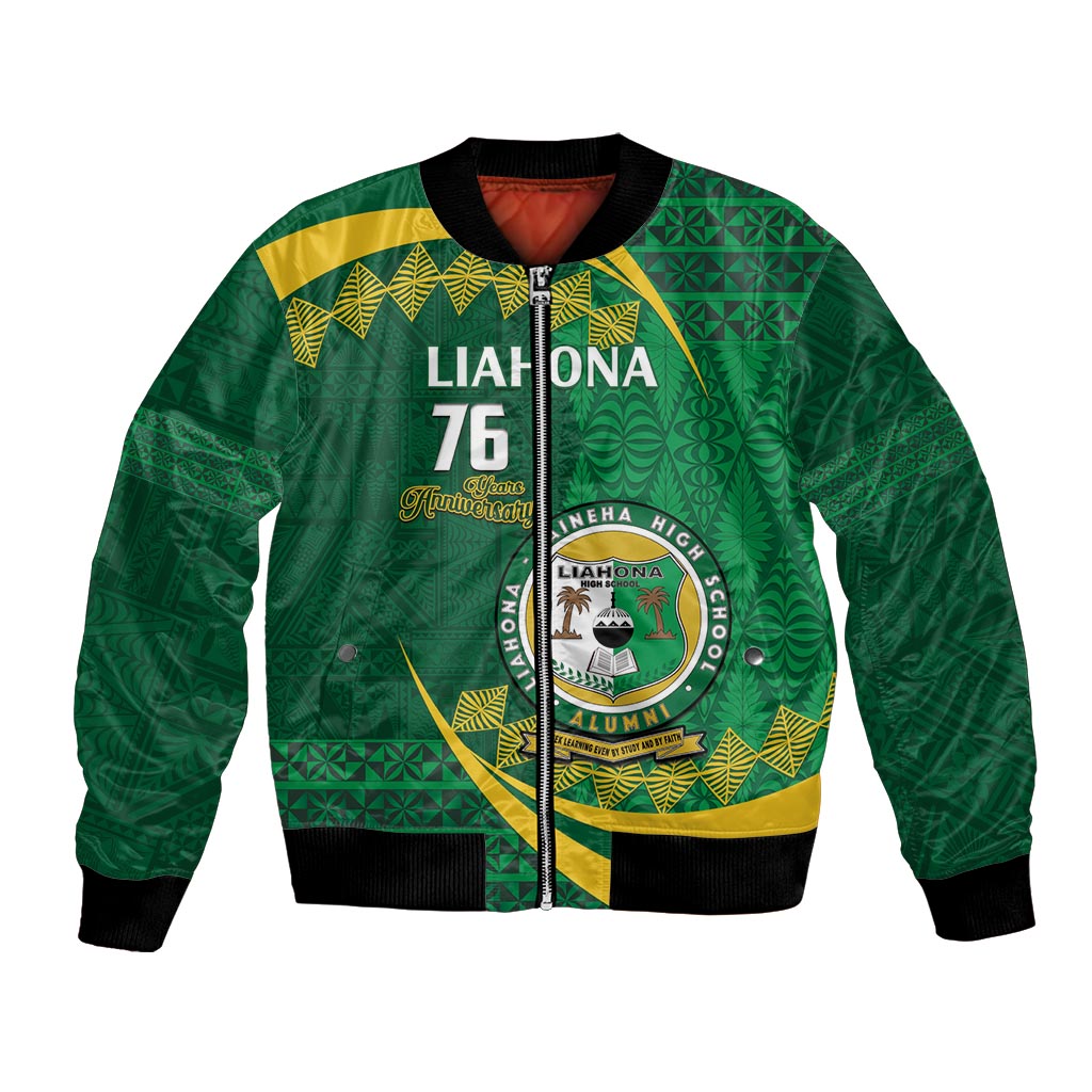 Personalised Tonga Liahona-Saineha High School Bomber Jacket Happy 76 Years Anniversary