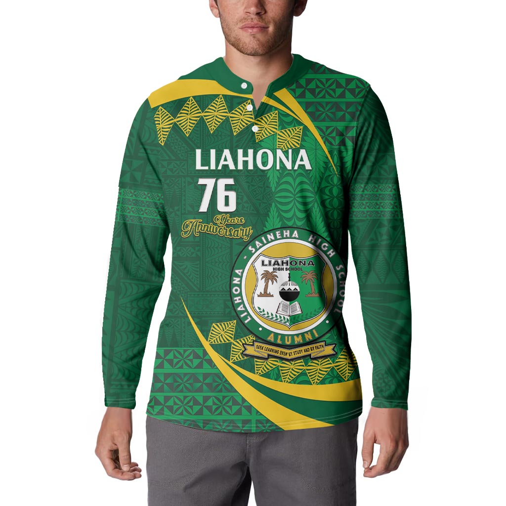 Personalised Tonga Liahona-Saineha High School Button Sweatshirt Happy 76 Years Anniversary LT14 - Polynesian Pride