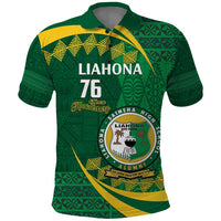 Personalised Tonga Liahona-Saineha High School Polo Shirt Happy 76 Years Anniversary LT14 Green - Polynesian Pride