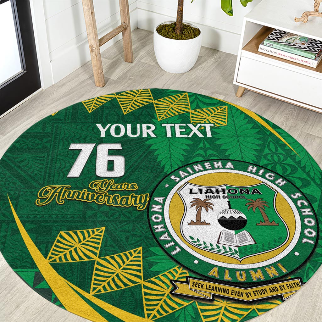 Personalised Tonga Liahona-Saineha High School Round Carpet Happy 76 Years Anniversary LT14 Green - Polynesian Pride