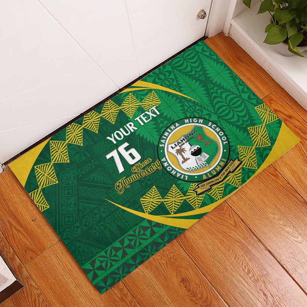 Personalised Tonga Liahona-Saineha High School Rubber Doormat Happy 76 Years Anniversary LT14 Green - Polynesian Pride