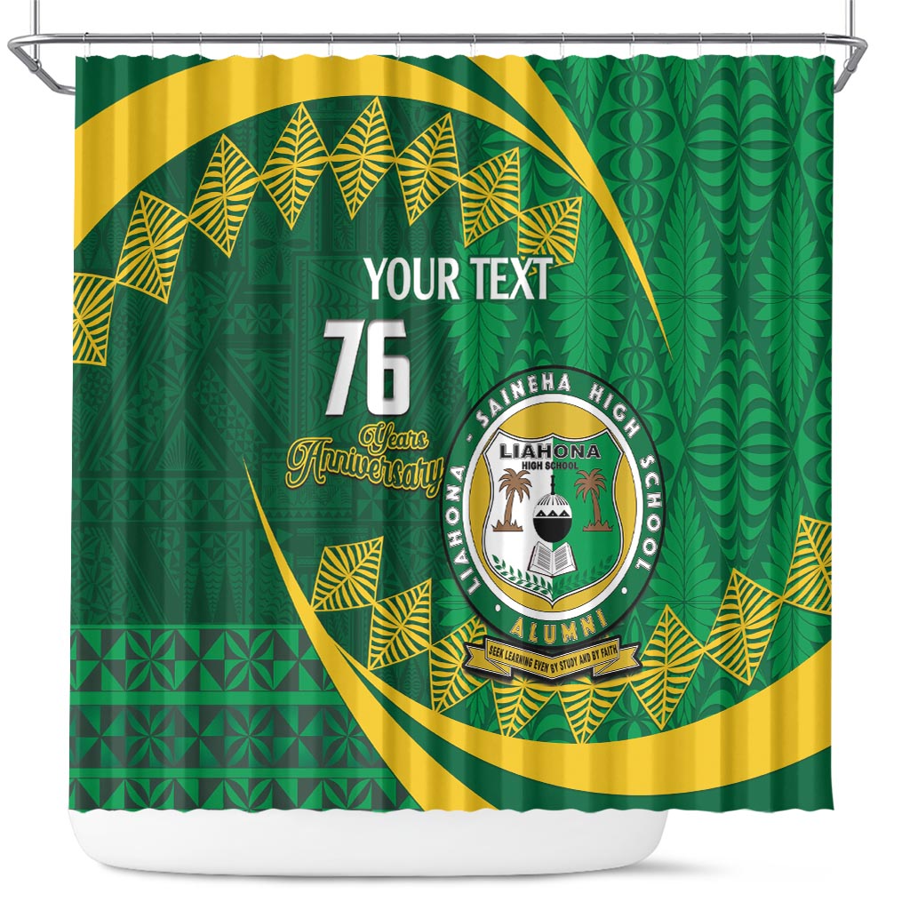 Personalised Tonga Liahona-Saineha High School Shower Curtain Happy 76 Years Anniversary