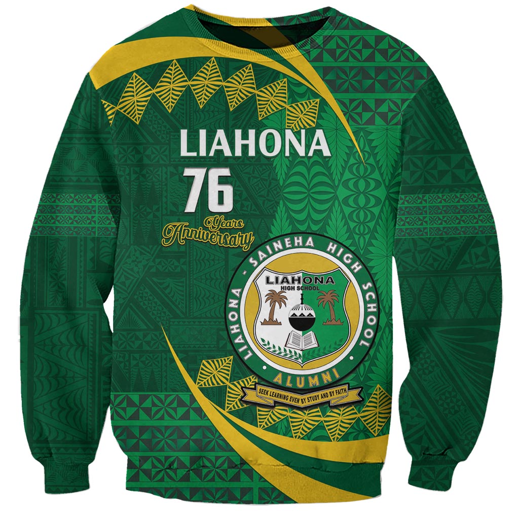 Personalised Tonga Liahona-Saineha High School Sweatshirt Happy 76 Years Anniversary