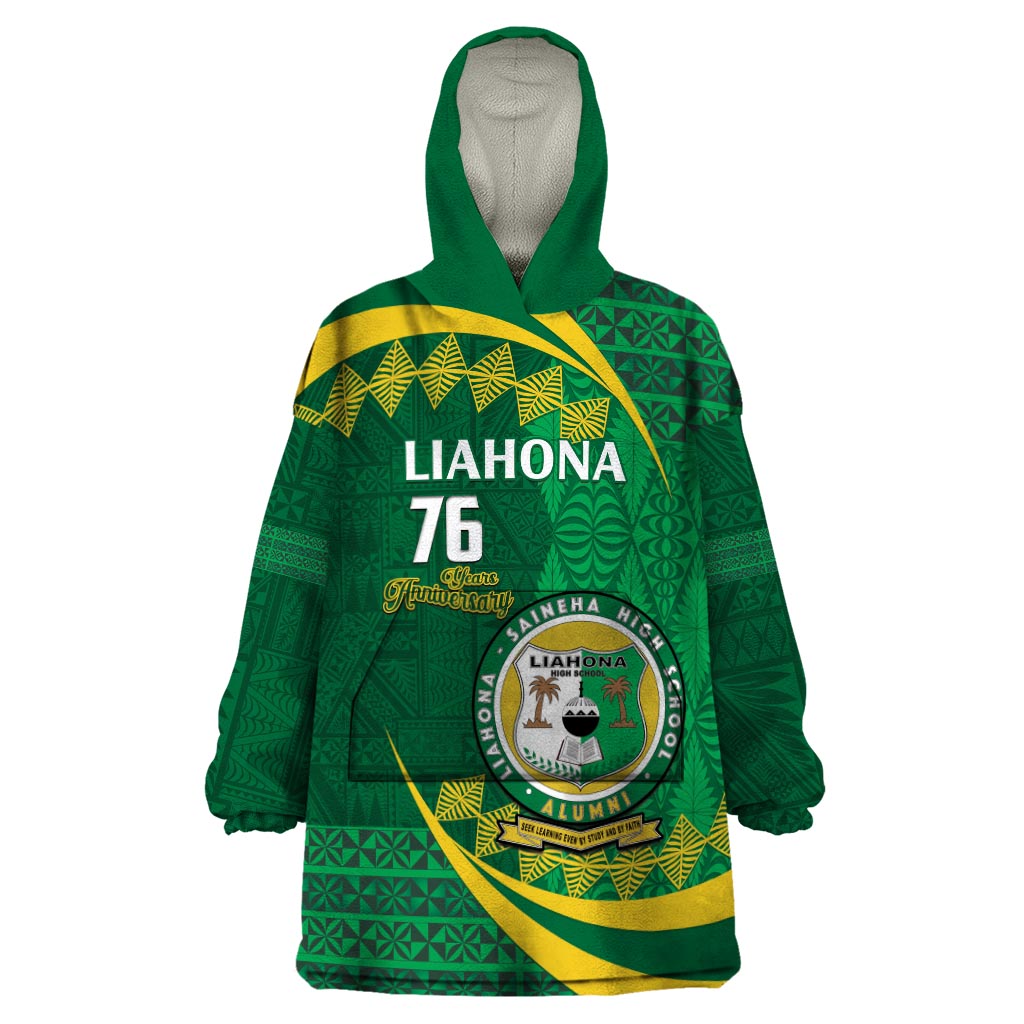 Personalised Tonga Liahona-Saineha High School Wearable Blanket Hoodie Happy 76 Years Anniversary