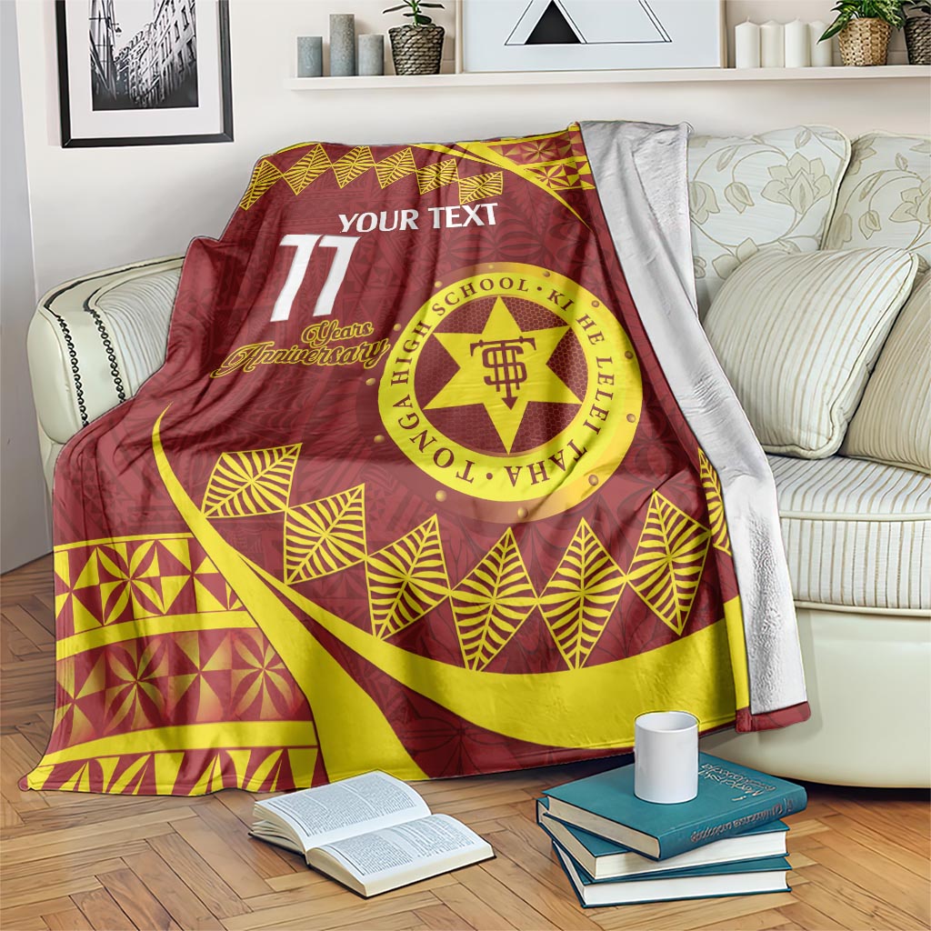 Personalised Tonga High School Blanket Happy 77 Years Anniversary LT14 Maroon - Polynesian Pride