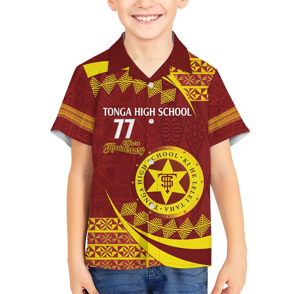 Personalised Tonga High School Kid Hawaiian Shirt Happy 77 Years Anniversary LT14 Kid Maroon - Polynesian Pride