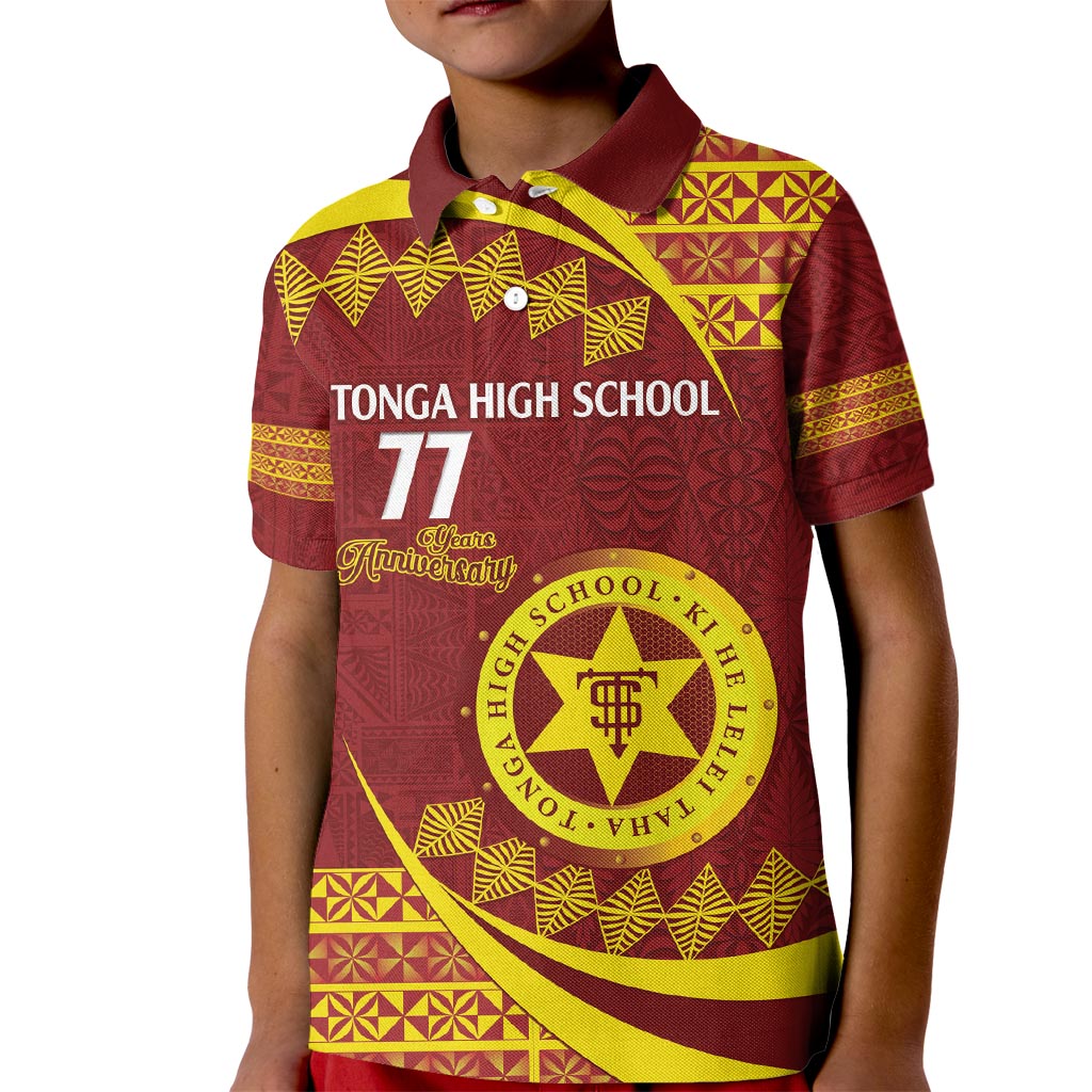 Personalised Tonga High School Kid Polo Shirt Happy 77 Years Anniversary LT14 Kid Maroon - Polynesian Pride