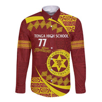 Personalised Tonga High School Long Sleeve Button Shirt Happy 77 Years Anniversary LT14 Unisex Maroon - Polynesian Pride