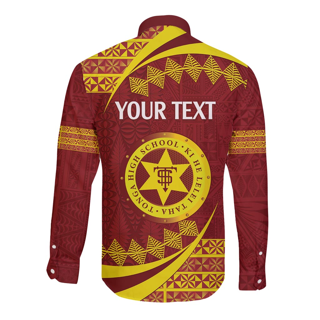 Personalised Tonga High School Long Sleeve Button Shirt Happy 77 Years Anniversary LT14 - Polynesian Pride